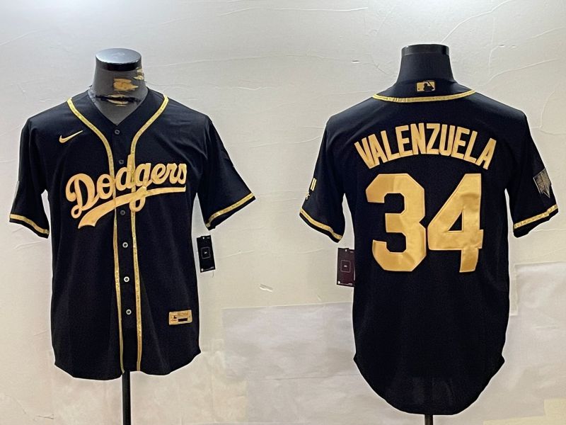 Men Los Angeles Dodgers #34 Valenzuela Black Gold Game 2024 Nike MLB Jersey style 1029->detroit tigers->MLB Jersey